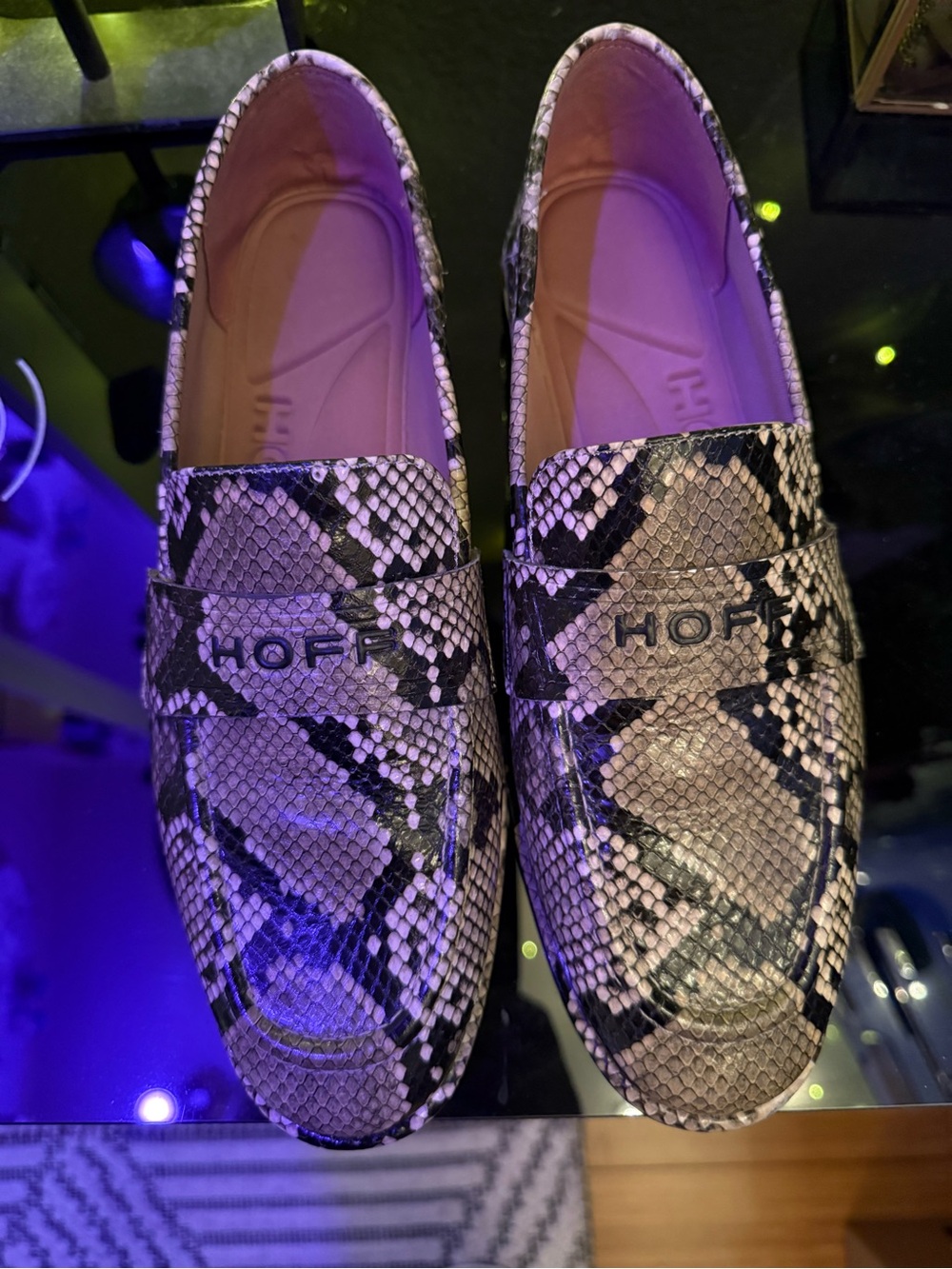 Hoff Python Embossed Leather Penny Loafers